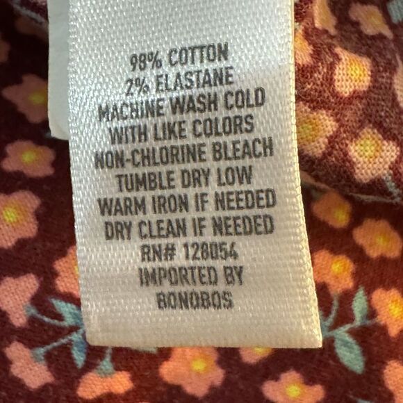 Bonobos Men Shirt Large Red Floral Stretch Slim Fit Short Sleeve Button-Up M528 - Picture 10 of 13